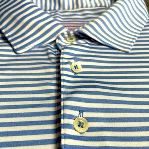 Rhoback Mens XXL Blue White Stripe Golf Polo Short Sleeve Shirt